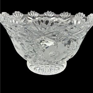 Vintage Imperlux Rose lead crystal large footed bowl